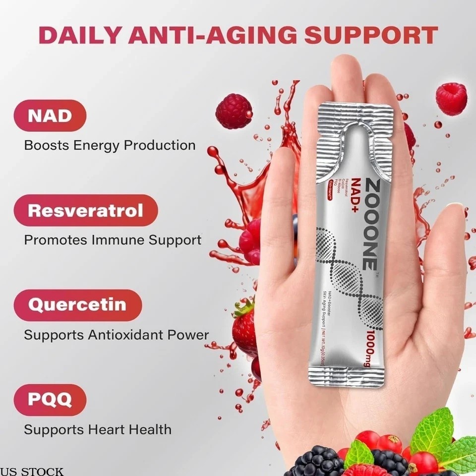 3/2x ZOOONE NAD+1000mg Liquid Packets Supplement – Premium Nicotinamide Riboside