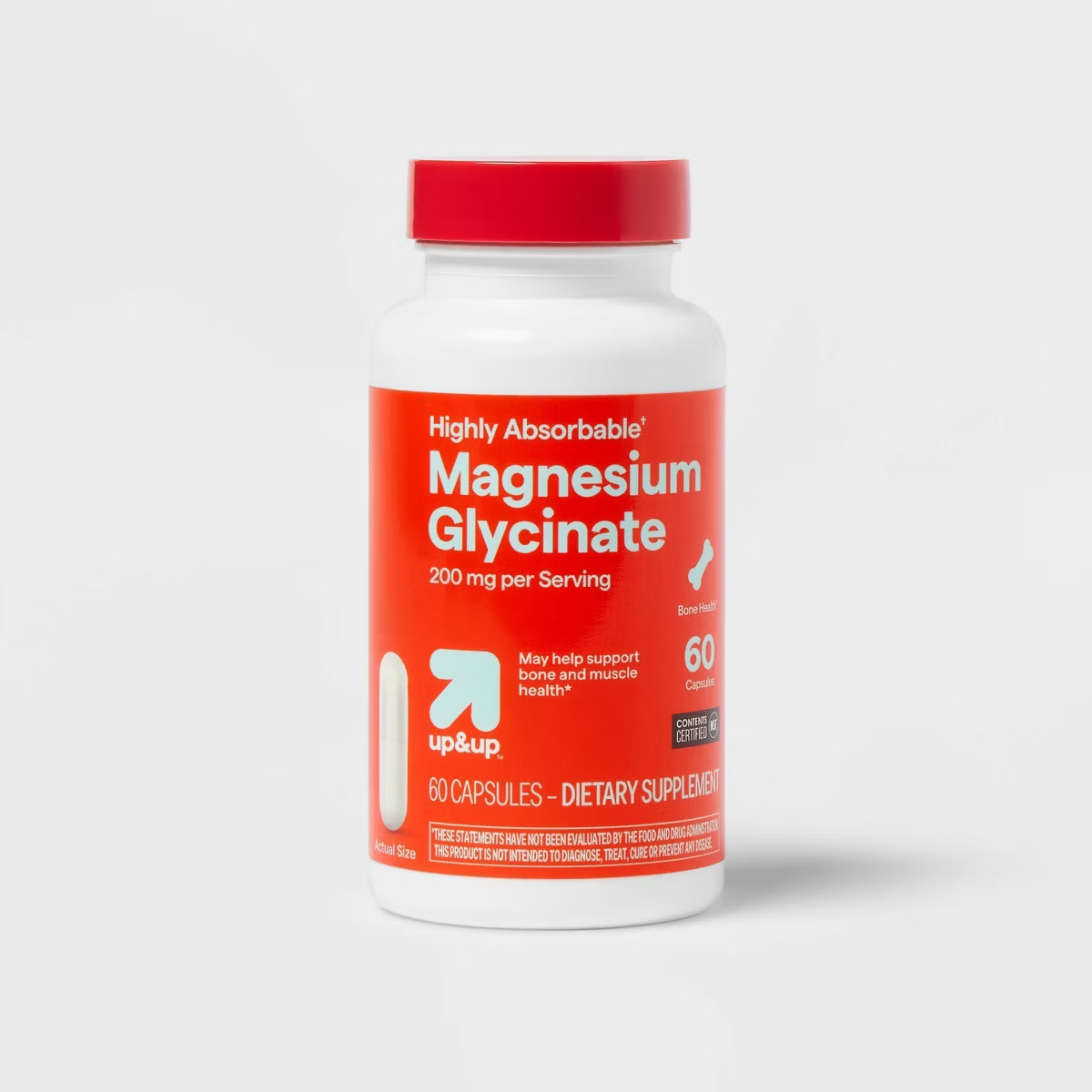 Magnesium Glycinate Dietary Supplements – 200mg Capsule – 60ct – up&up
