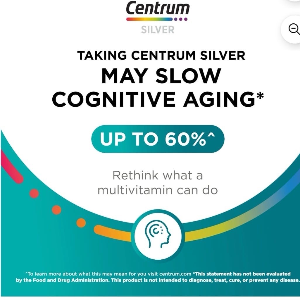 Centrum Silver Men 50+ Multivitamin 100 Tablets Heart Brain Muscle Support