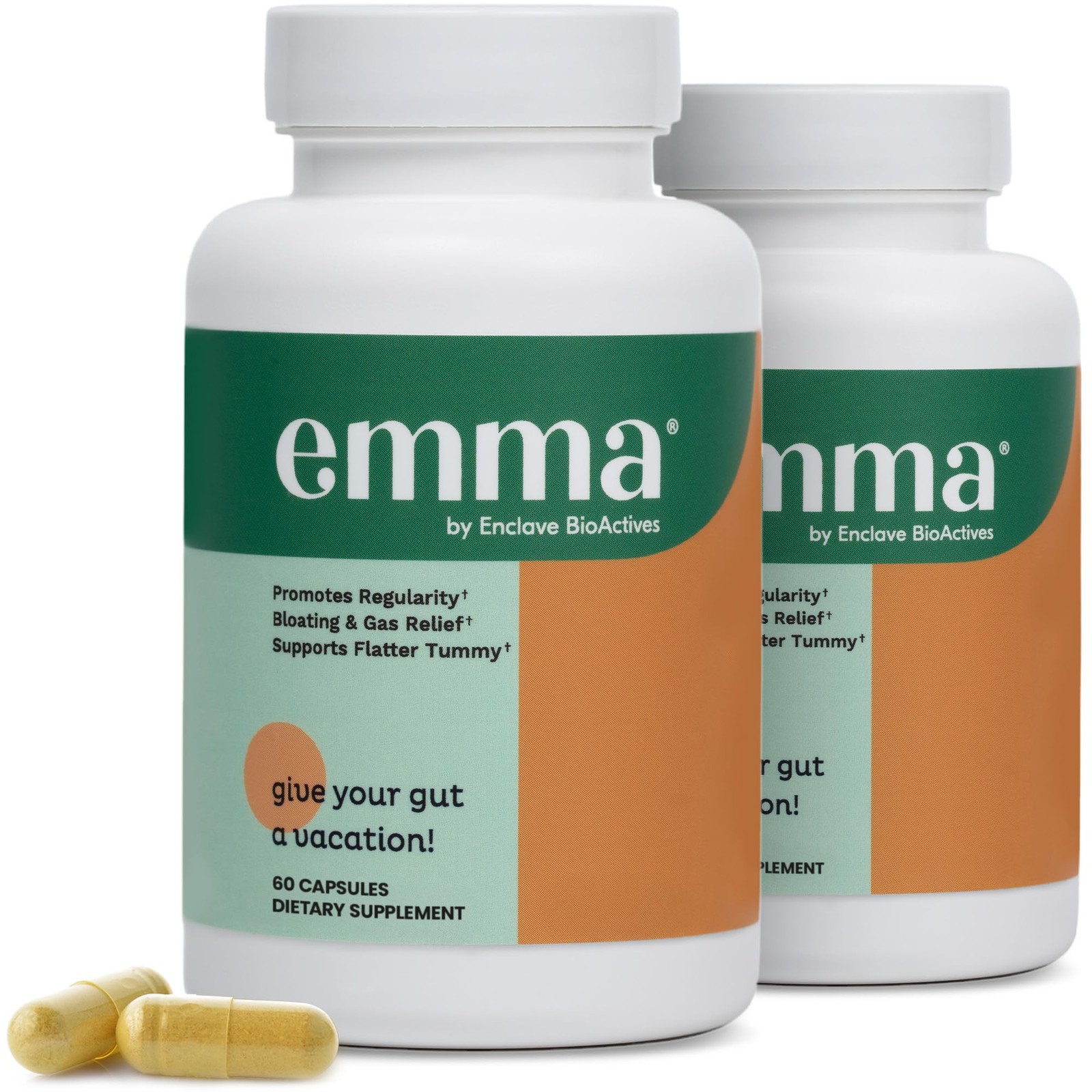 Emma Gut Health – 2 Pack – Gas and Bloating Relief, Constipation, Leaky Gut