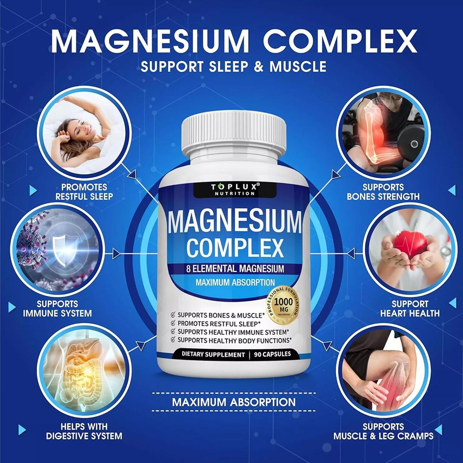 Magnesiumkomplex 1000 mg, 8 elementares Magnesium, glutenfrei – gentechnikfrei