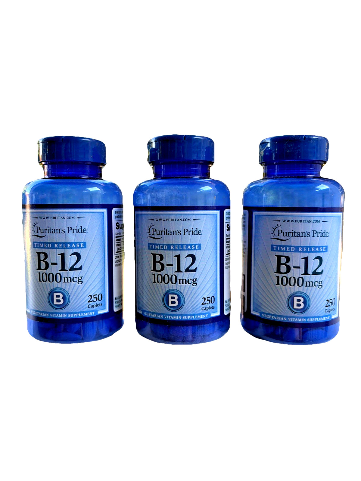 3 Puritan’s Pride Timed Release Vitamin B-12 1000mcg, 250 Count 2/2027