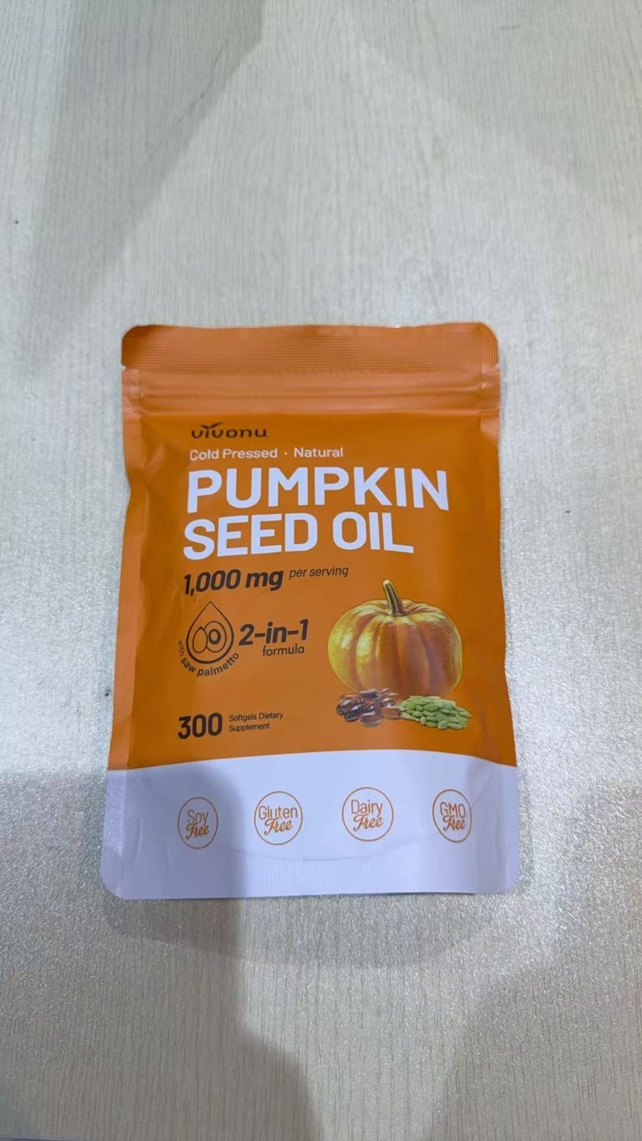 2 PACKS–NEW LUXRY VIVONU Pumpkin Seed Oil 1000mg with Saw Palmetto 300 Softgels