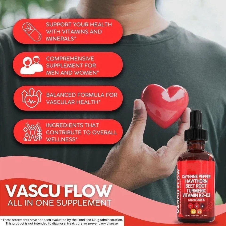2Pack Cayenne Pepper Hawthorn Beet Root Turmeric Vitamin K2+D3 Liquid Drops 60ML