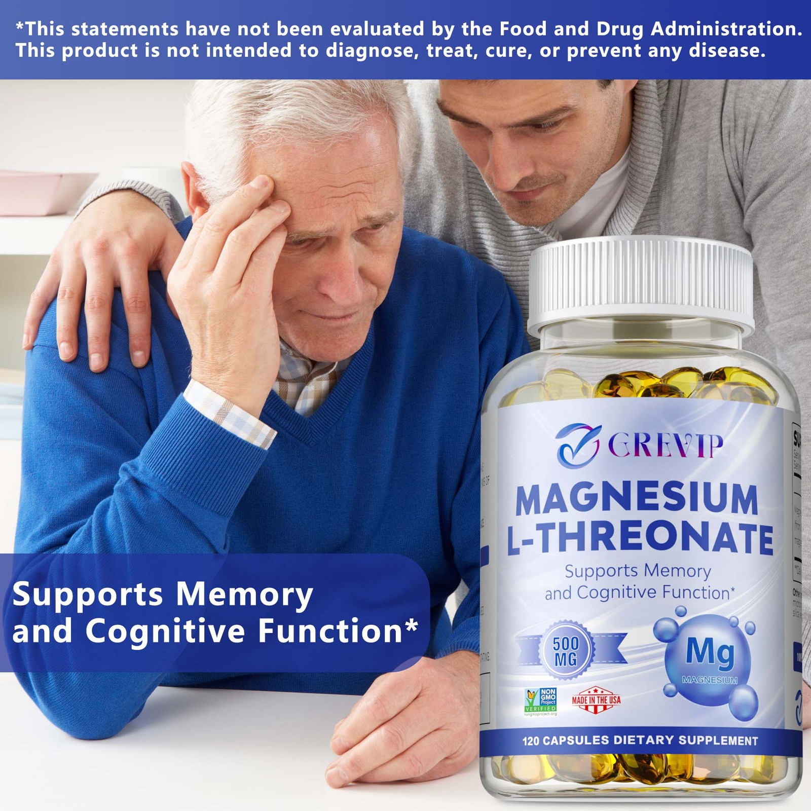Magnesium L-threonate 500mg – Nootropic Brain Booster, Memory, Relieve Stress