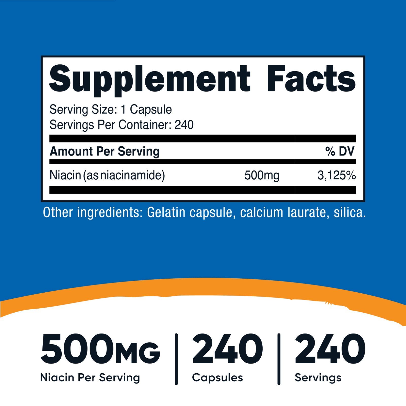 Nutricost Niacinamide (Vitamin B3) 500mg, 240 Capsules – Flush Free, Gluten Free
