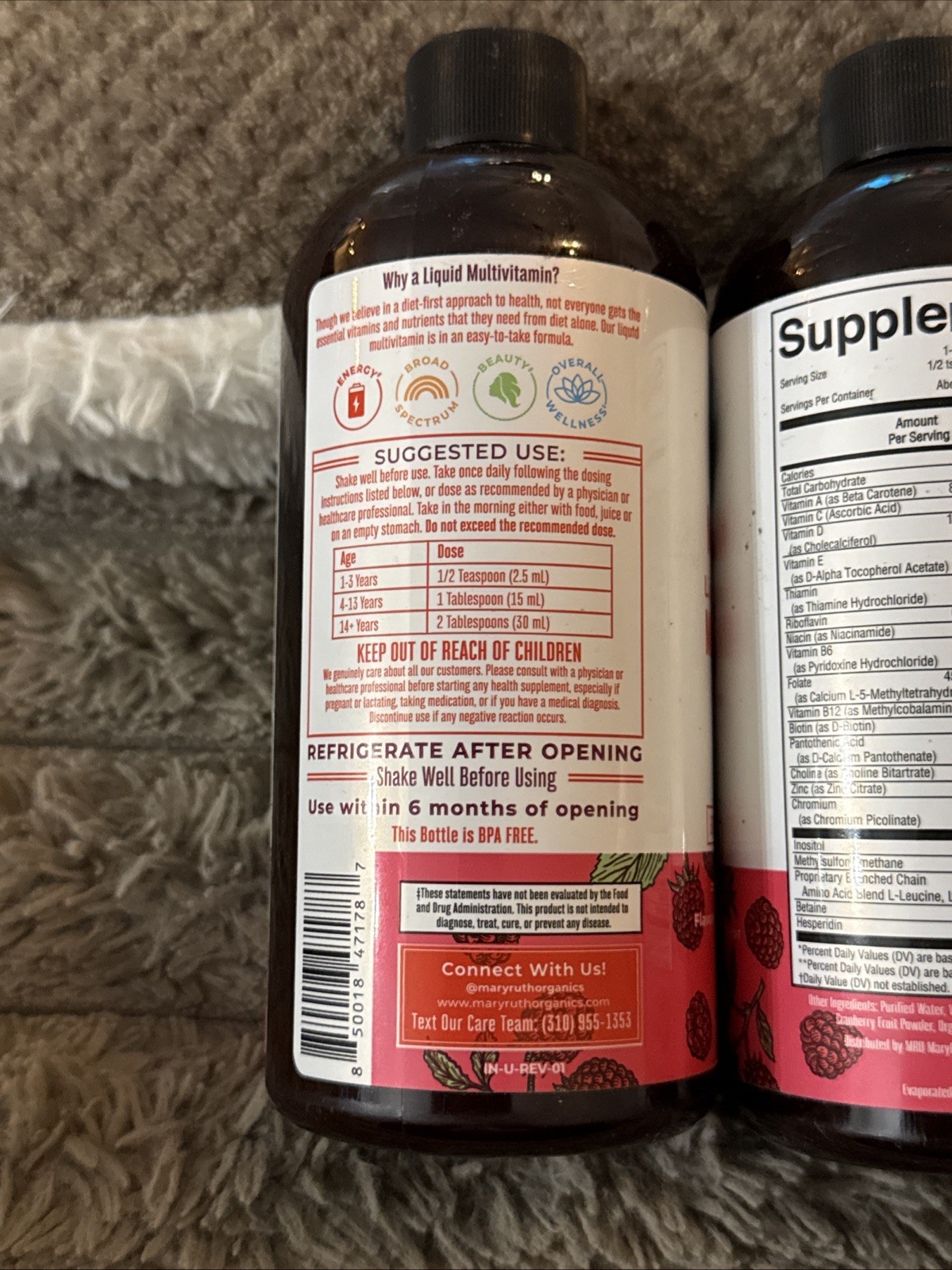 (2) Mary Ruth’s Liquid Morning Multivitamin 15.22 fl oz Raspberry Exp 06/27