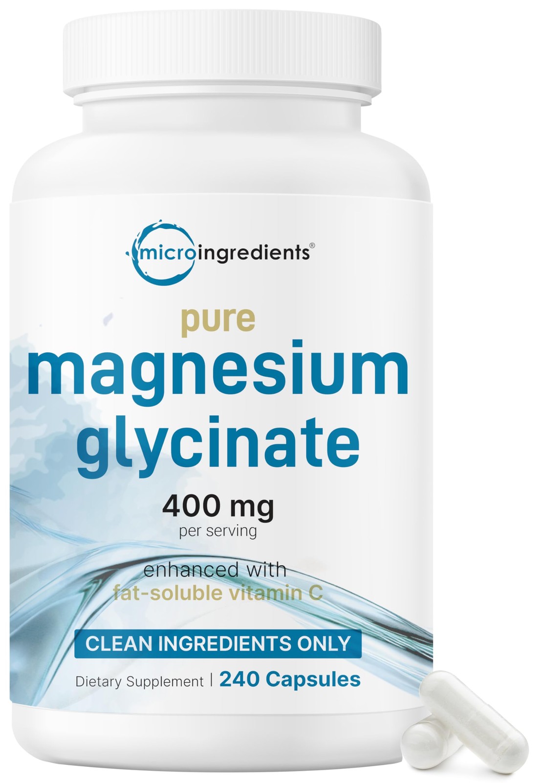 Micro Ingredients Pure Magnesium Glycinate 400mg Per 240 Count (Pack of 1)