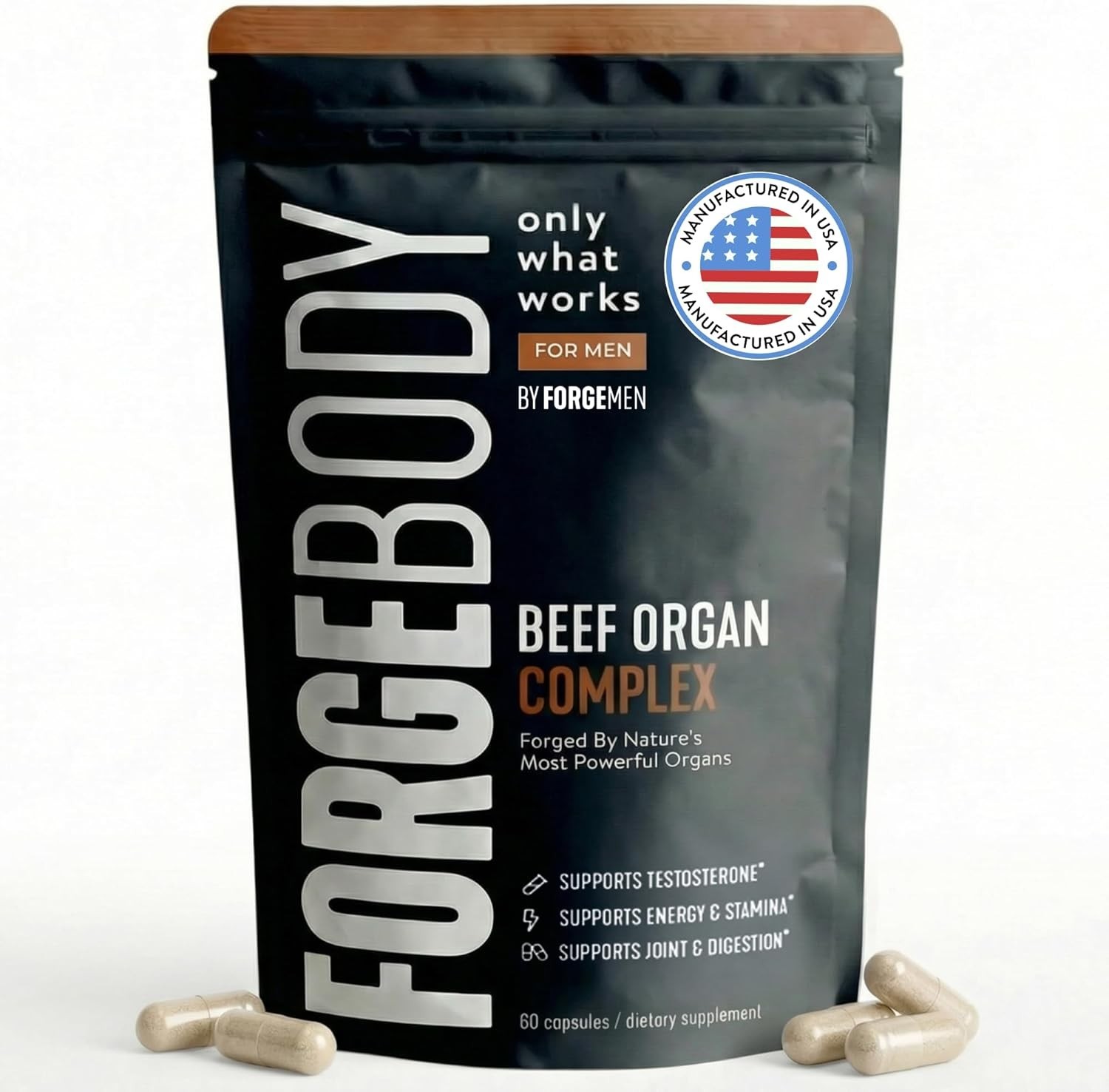 FORGEBODY Beef Organ Complex – Grass-Fed Nutrition for Athletes, 60 Capsules