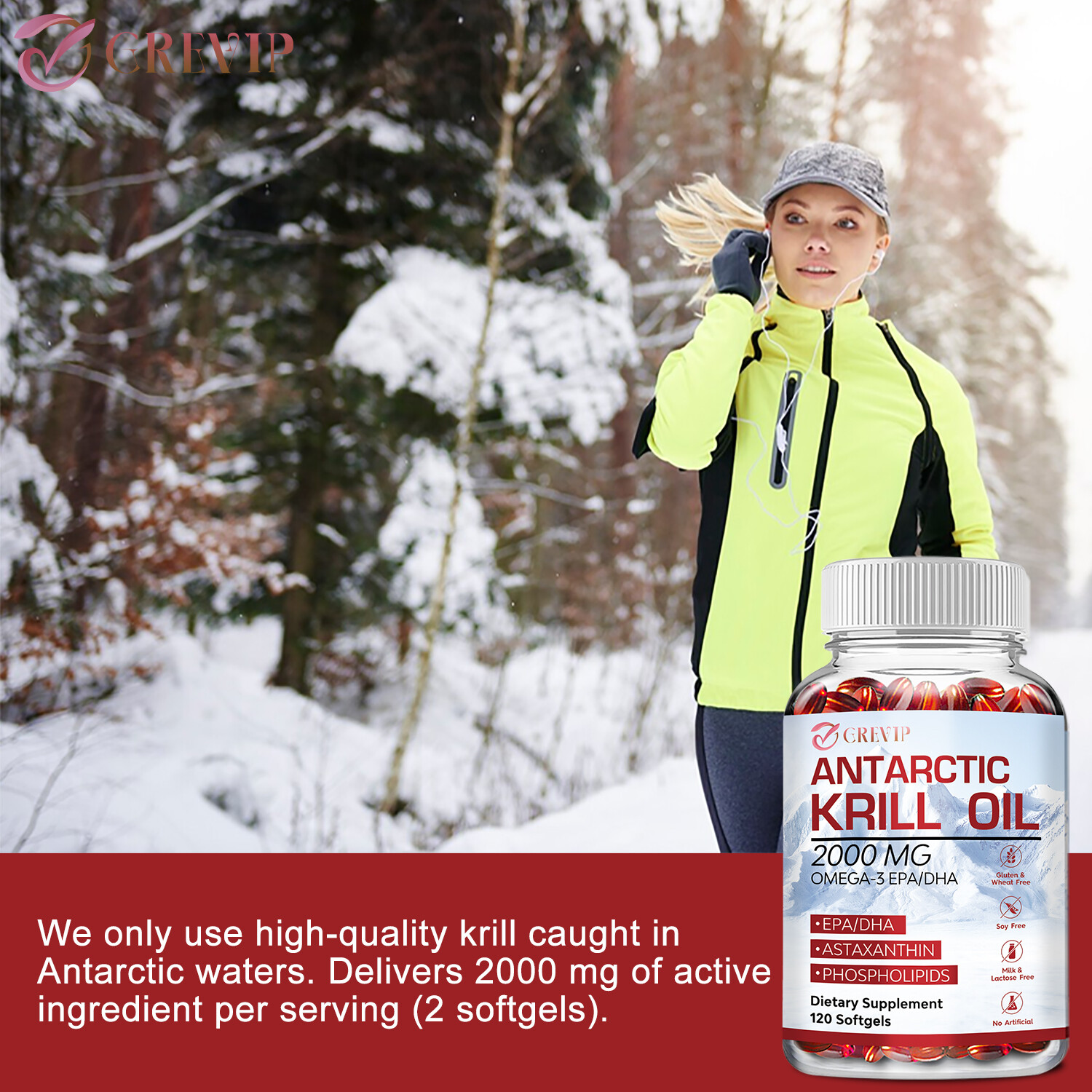 Antarctic Krill Oil -Brain Health,Anti-Aging,Improve Cardiovascular,Joint Health