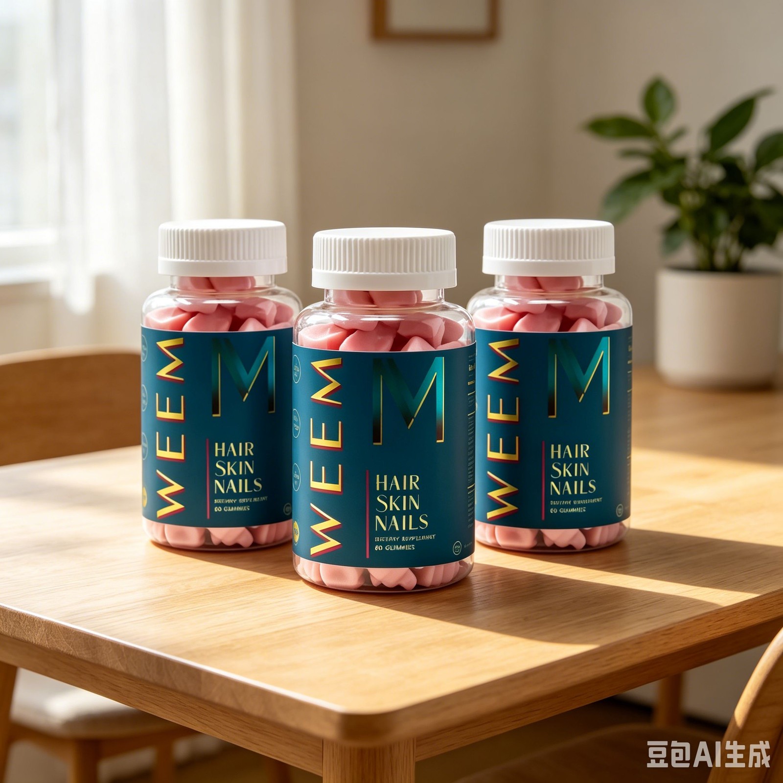 Hair WEEM Skin and Nails Gummies, Healthy biotin Vitamins, Vegan Hair (Pack 3)