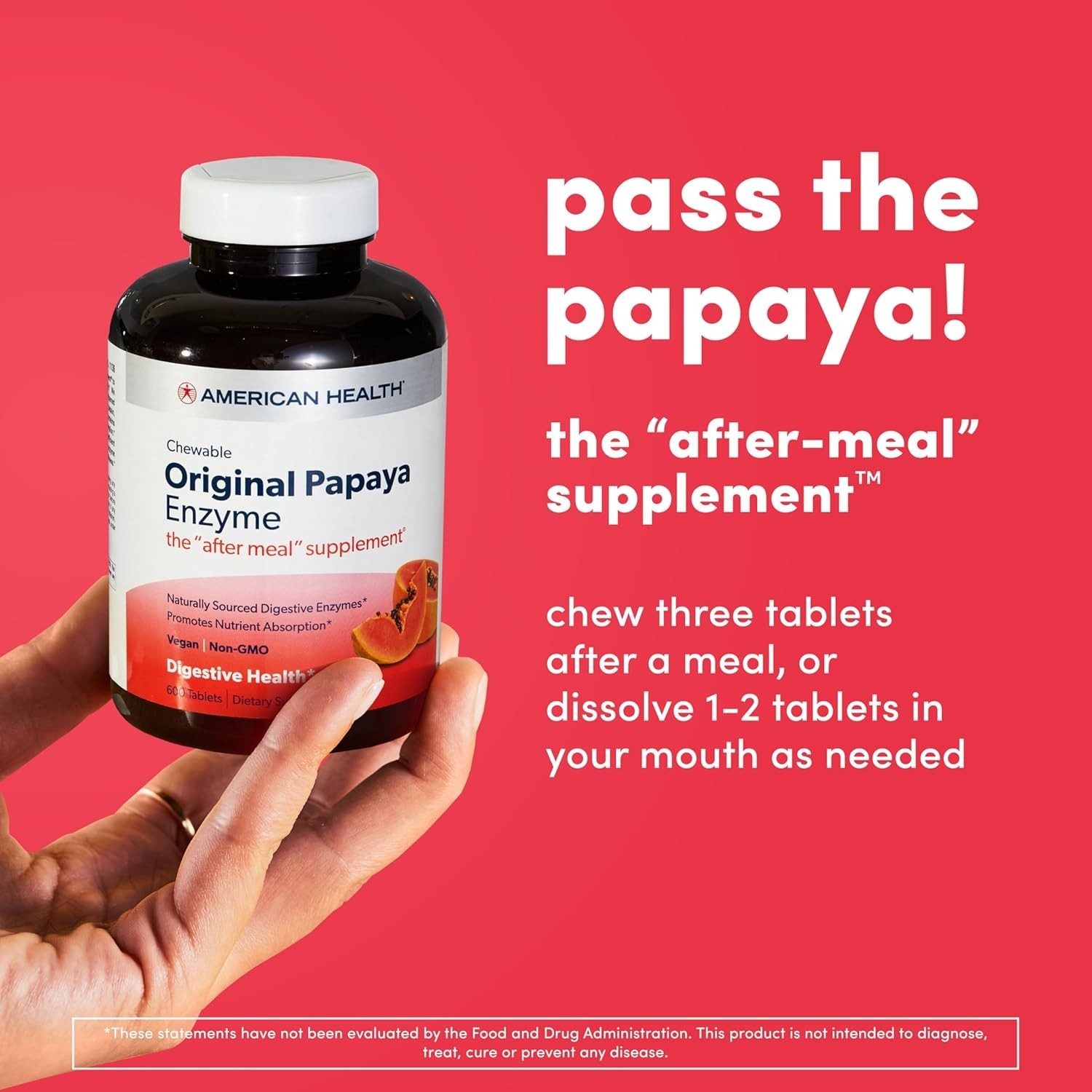 250 Chewable Papaya Enzyme Tablets for Digestive Wellness – & Gluten-Free