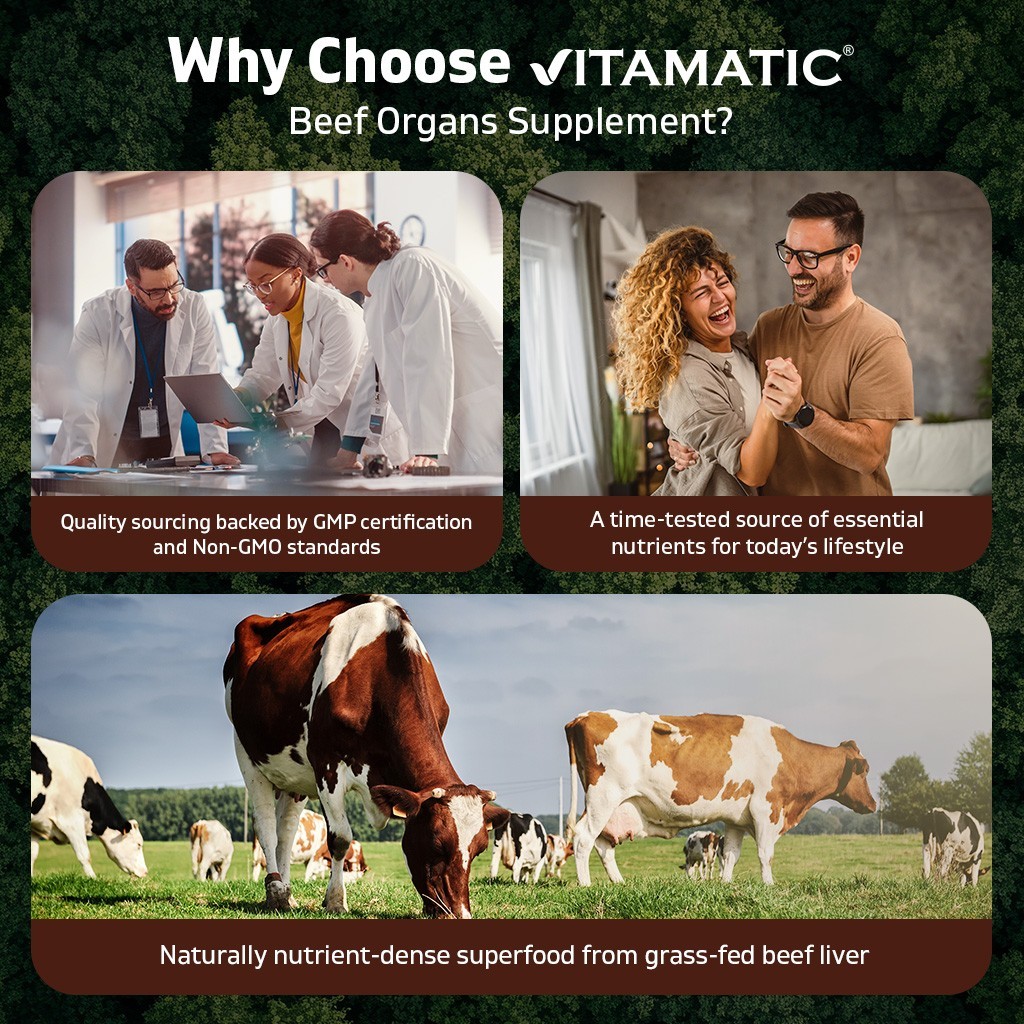 Vitamatic Grass Fed Beef Brain with Liver – 180 Capsules