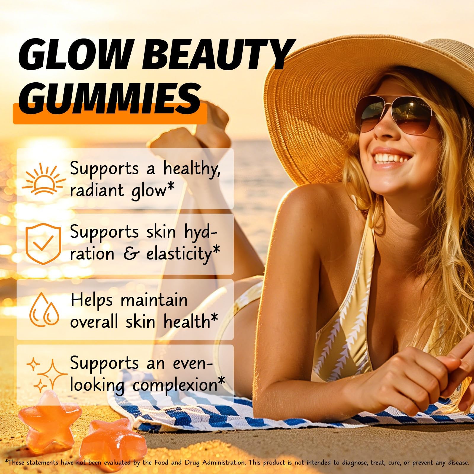 Astaxanthin Tanning Gummies Sun-Free for 1 Count (Pack of 120), 120count
