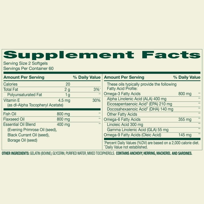 2 Pack Spring Valley Triple Omega Softgels Heart Joint & Skin Health, 120 Count