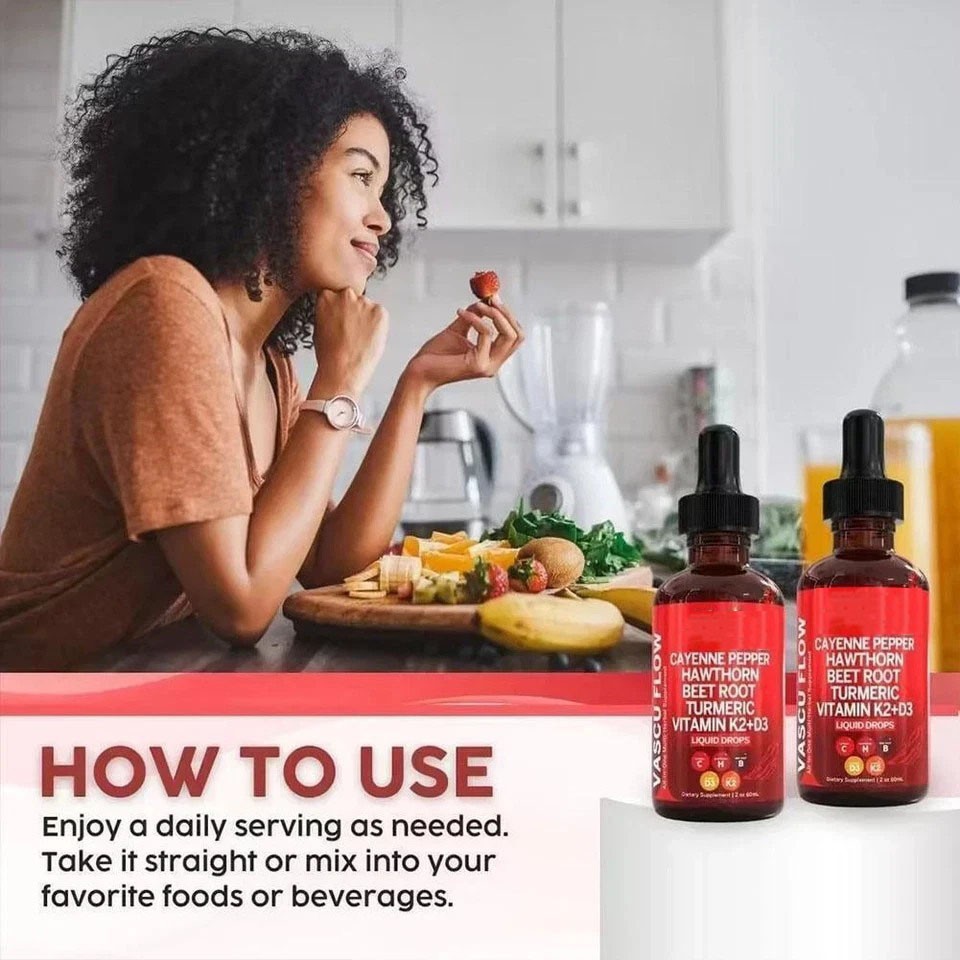 2Pack Cayenne Pepper Hawthorn Beet Root Turmeric Vitamin K2+D3 Liquid Drops 60ML