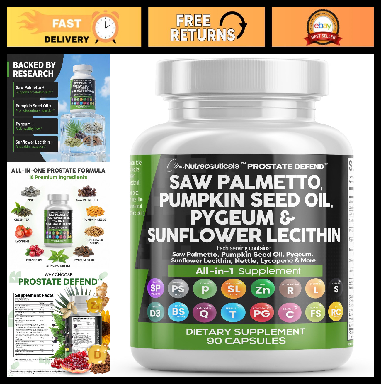 Prostate Health Supplements for Men – Saw Palmetto, Pumpkin Seed Oil, Lycopene –