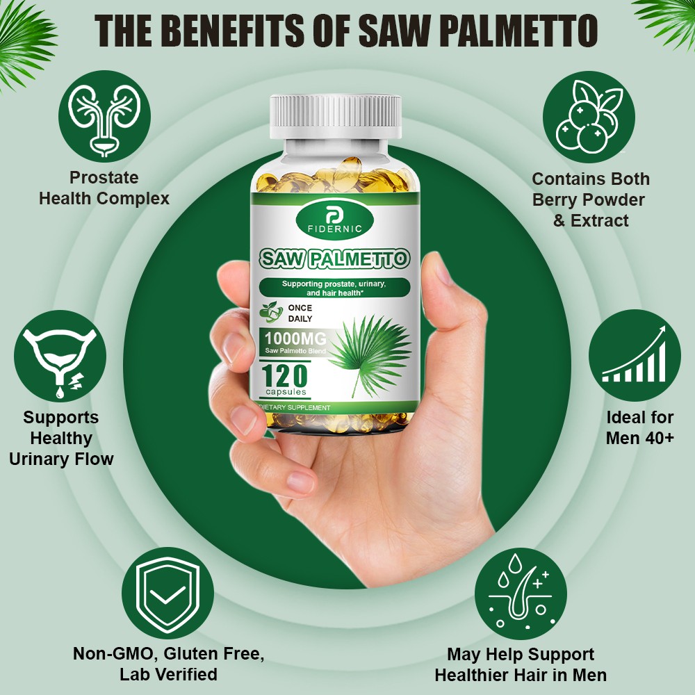 Saw Palmetto 1000mg 120 Capsules Herbal Men’s Wellness Formula