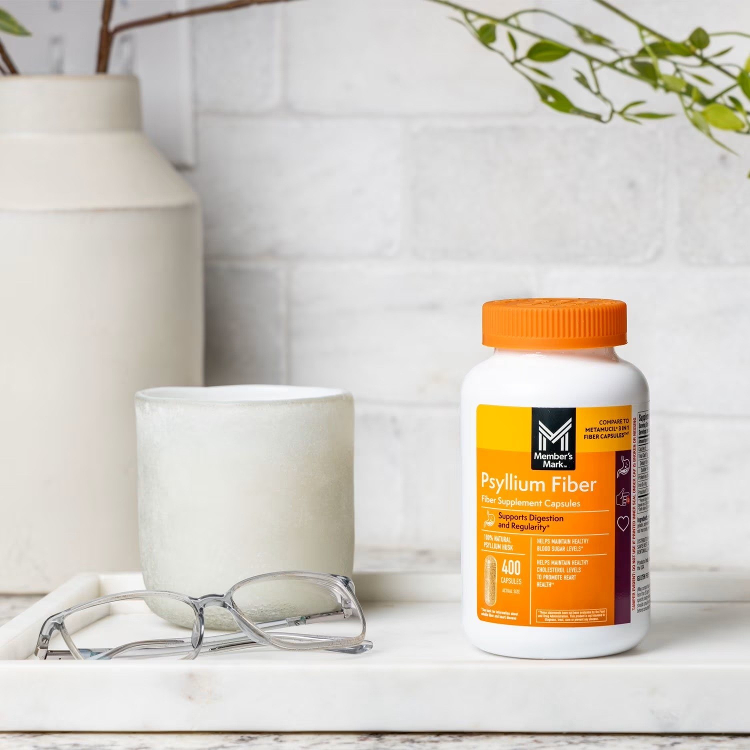 2 Pack – Member’s Mark Fiber Capsules 100% Psyllium 400 ct (Total 800)