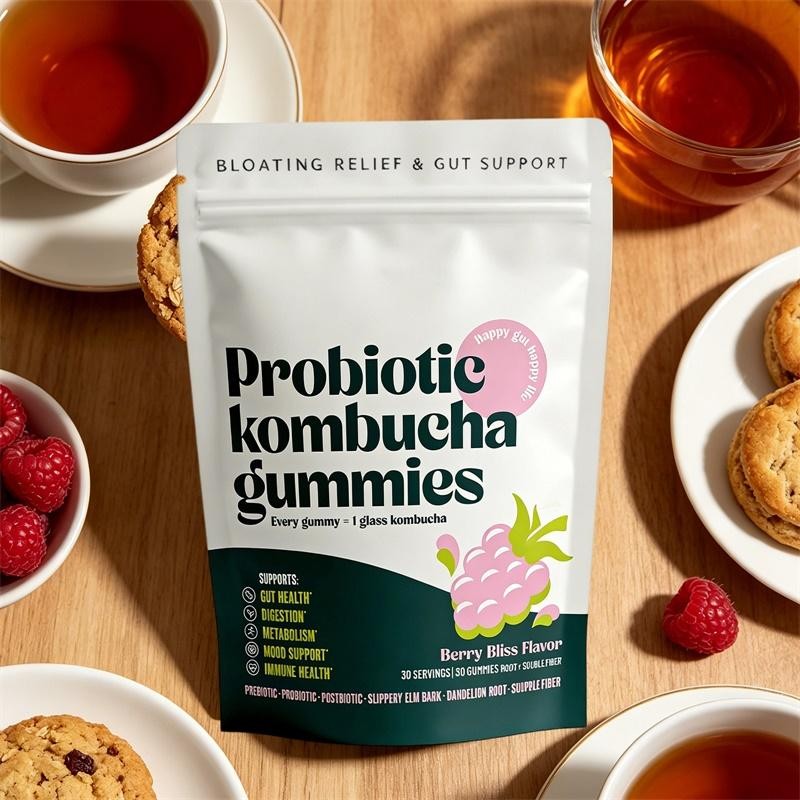 Kombucha Probiotic 2packs Gummy – Prebiotics, Probiotics, Postbiotics,Fiber Supp