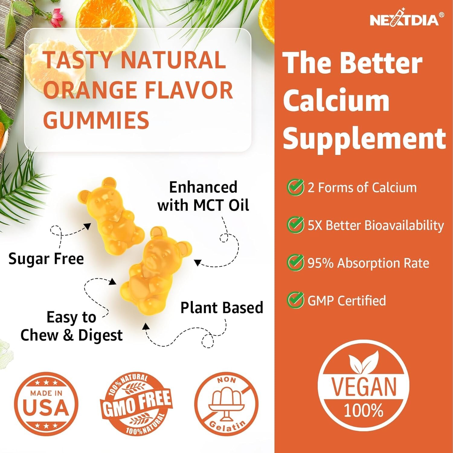 Nextdia Turmeric Calcium Gummies for Women & Men – Sugar-Free Calcium 1200mg …