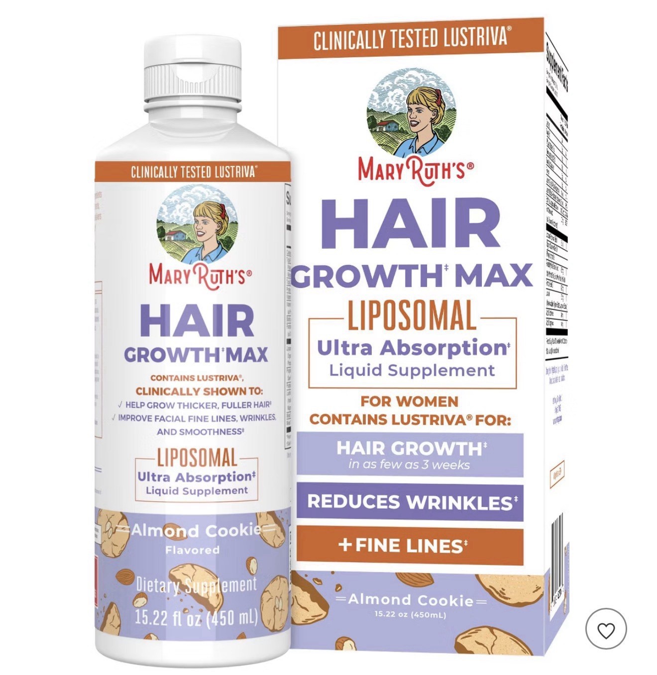Hair MaryRuth’s Growth Liquid Supplement Biotin Almond Cookie, 15.22 fl oz