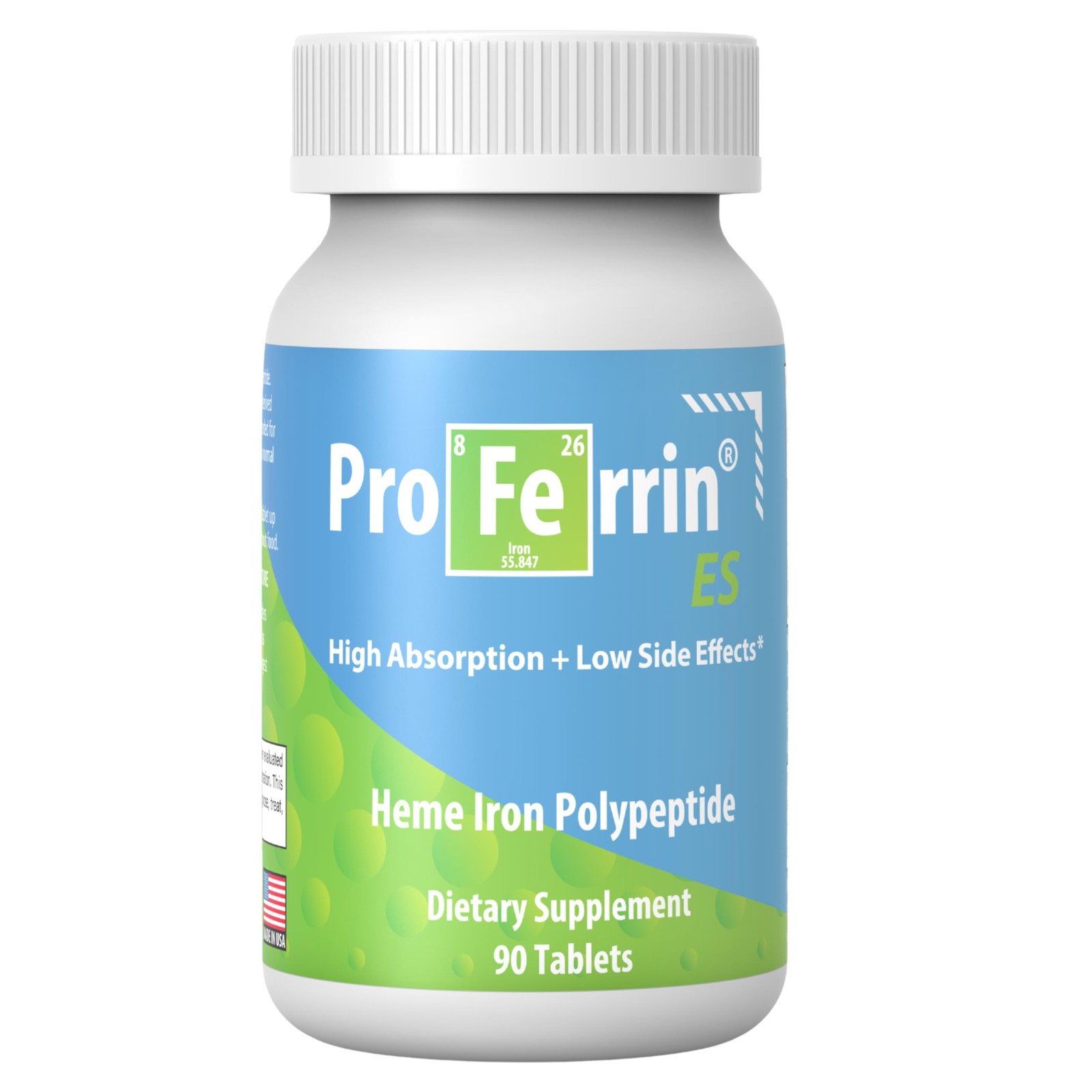 Proferrin ES 10.5mg of high Absorbing Heme Iron Polypeptide. Made in the USA….