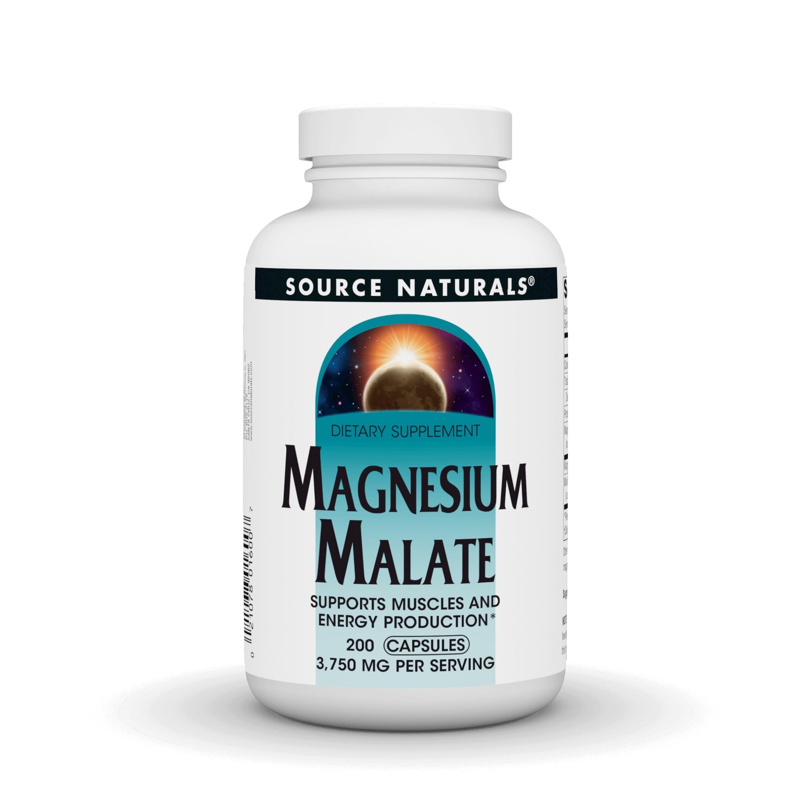 Source Naturals Magnesium Malate, Supports Muscles and 200 Count (Pack of 1)