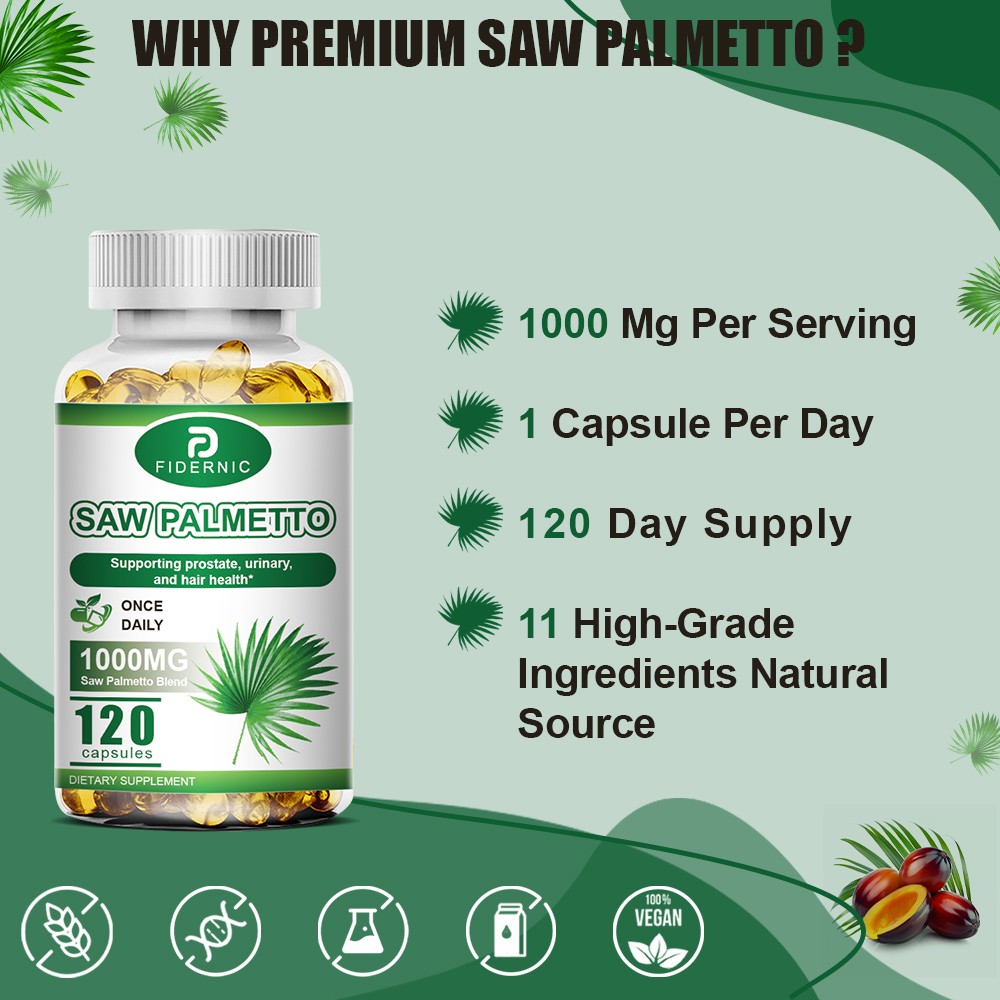 Saw Palmetto 1000mg 120 Capsules Herbal Men’s Wellness Formula