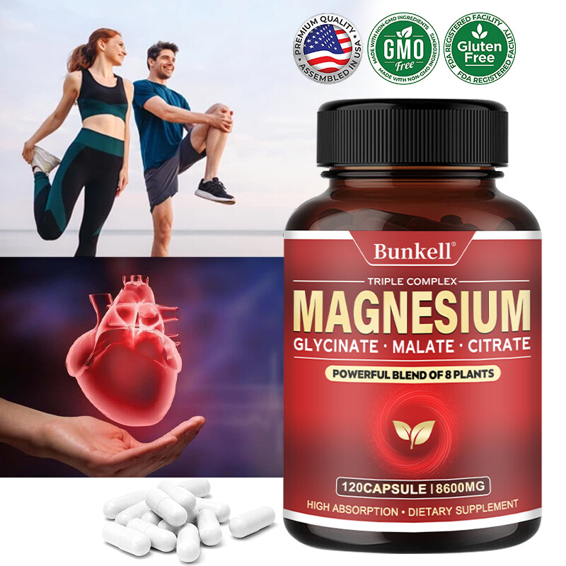 Magnesium Complex 600mg,30/60/120Capsules-Gluten Free and Non-GMO Strong Muscles