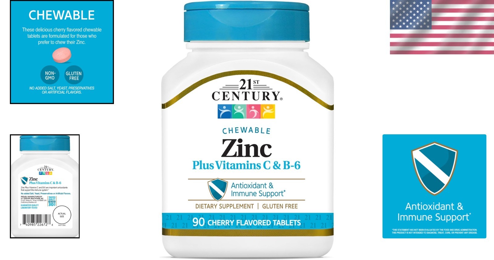 90 Count Cherry Zinc Chewable with B6 & C – Easy Daily Nutrition Supplement
