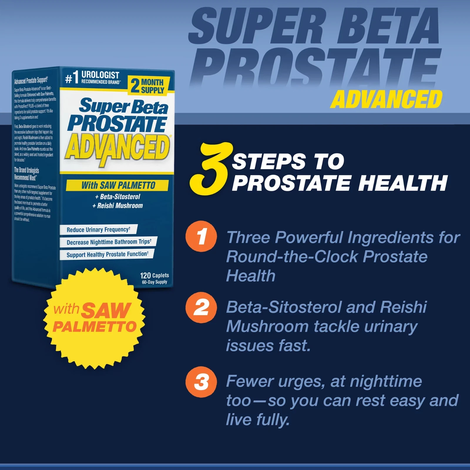 3 Pack Super Beta Advanced Now with Saw Palmetto 360 Caps total. Exp 07/2028