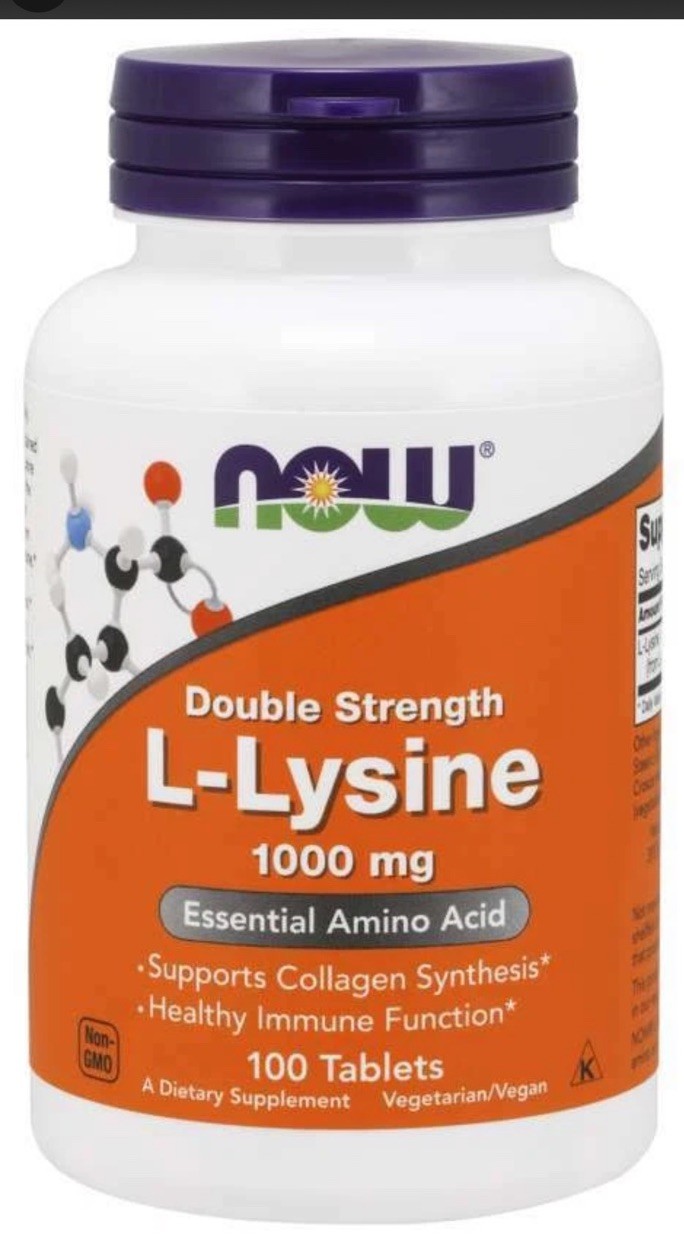 Now Foods L-Lysine 1000mg Collagen Synthesis Double Strength 100 Tabs 02/2030