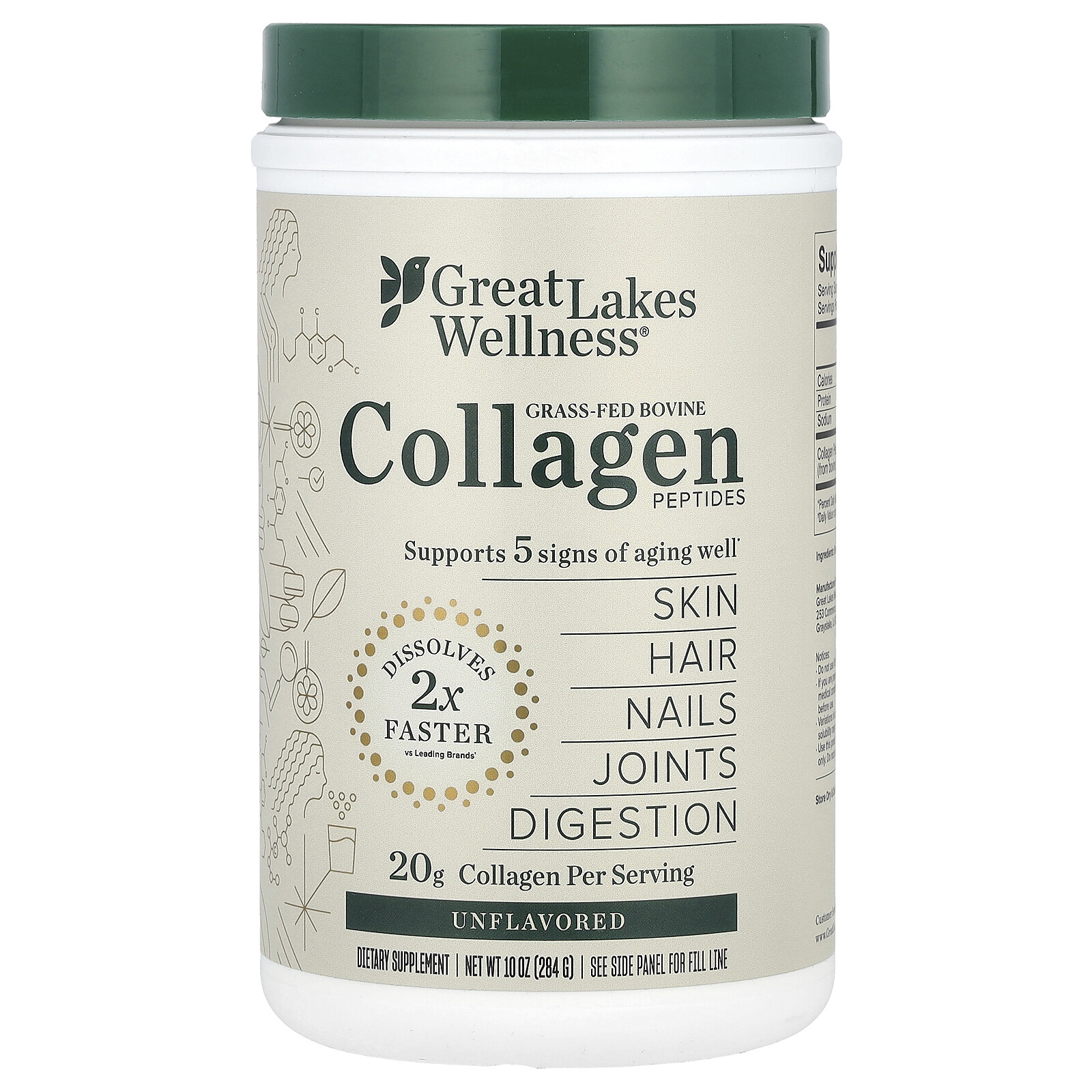 Grass-Fed Bovine Collagen Peptides, Unflavored, 10 oz (284 g)