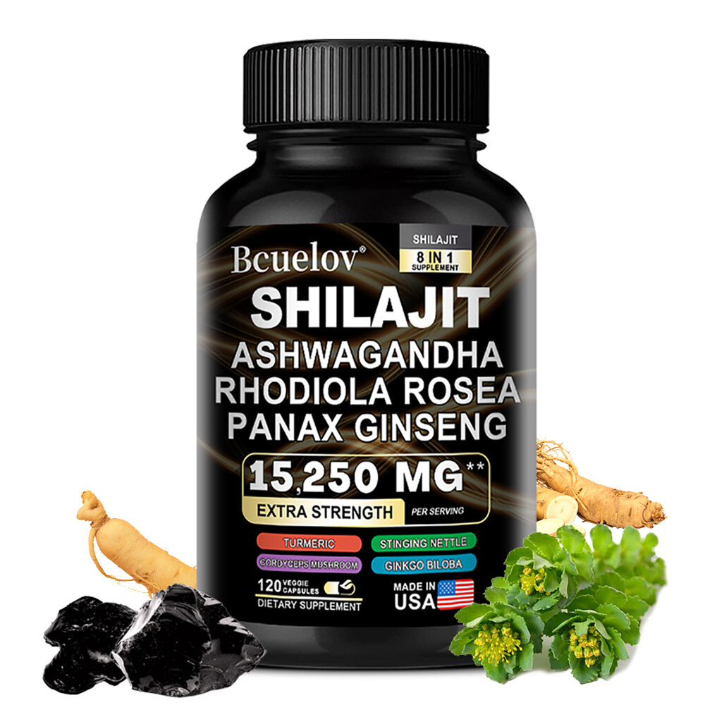 Shilajit Pure Himalayan 9000MG Energy Booster Ashwagandha 2000MG 30/60/120 Caps