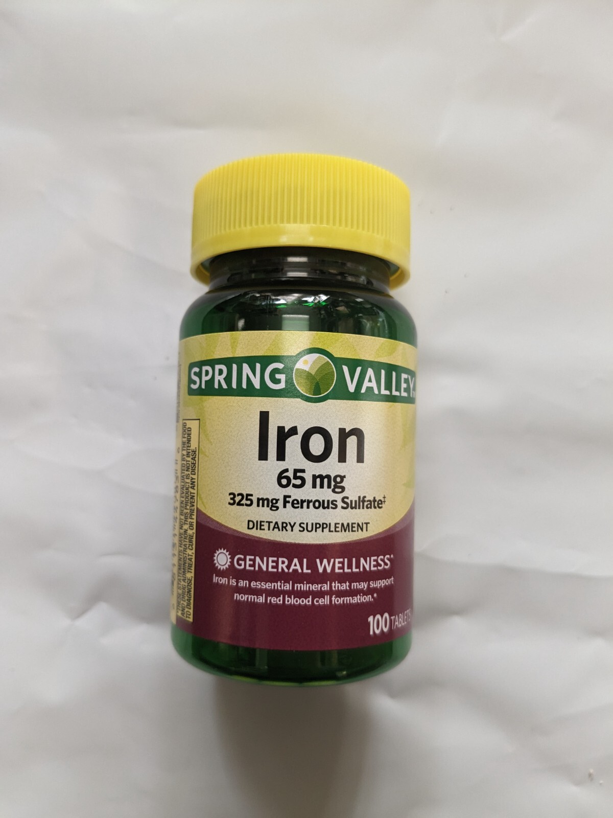 6*Spring Valley Iron General Wellness Tablets, 65 mg, 100 Count Exp 03/26 cheap