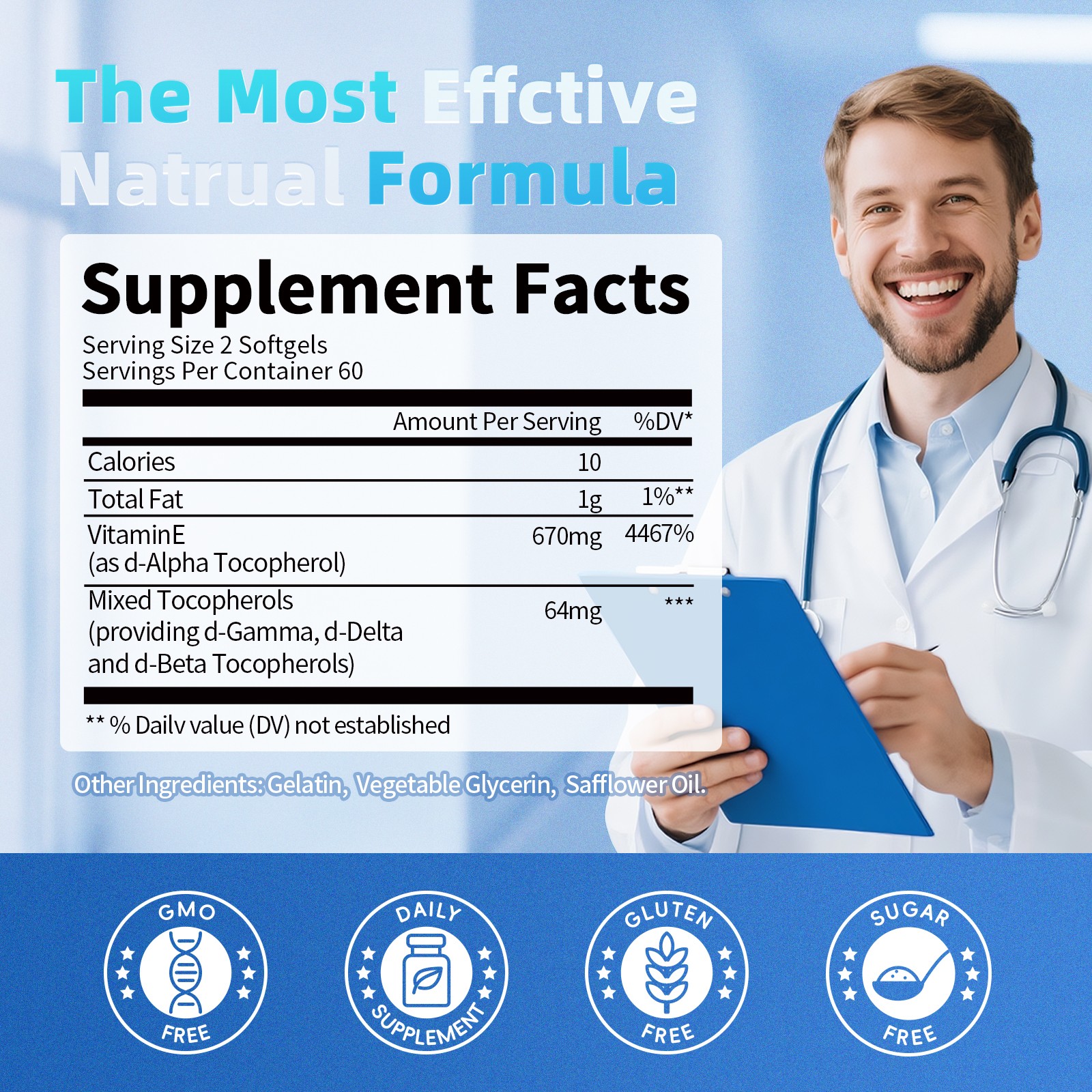 3xVitamin E 1000 IU 120 Softgels, Supports Antioxidant Health & Immune