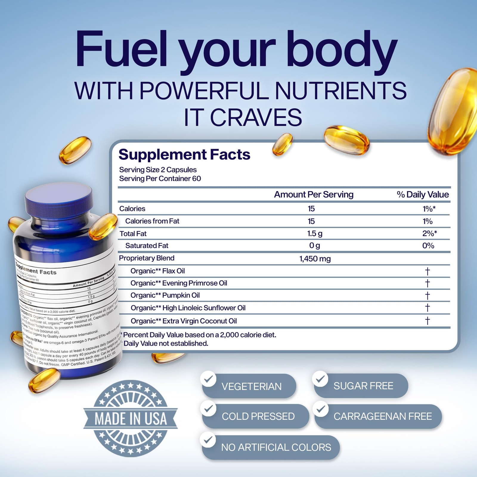 YES Plant Based Omega 3 6 Fish Oil Alternative, Burpless – Heart, Skin, Eye