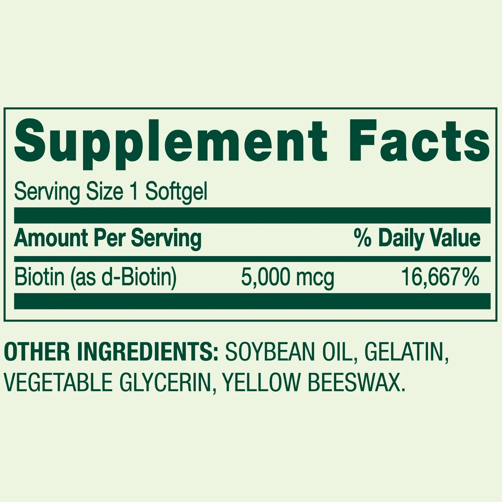 Spring Valley Biotin 5000 mcg Softgels, Hair Skin & Nails Support, 240 Count