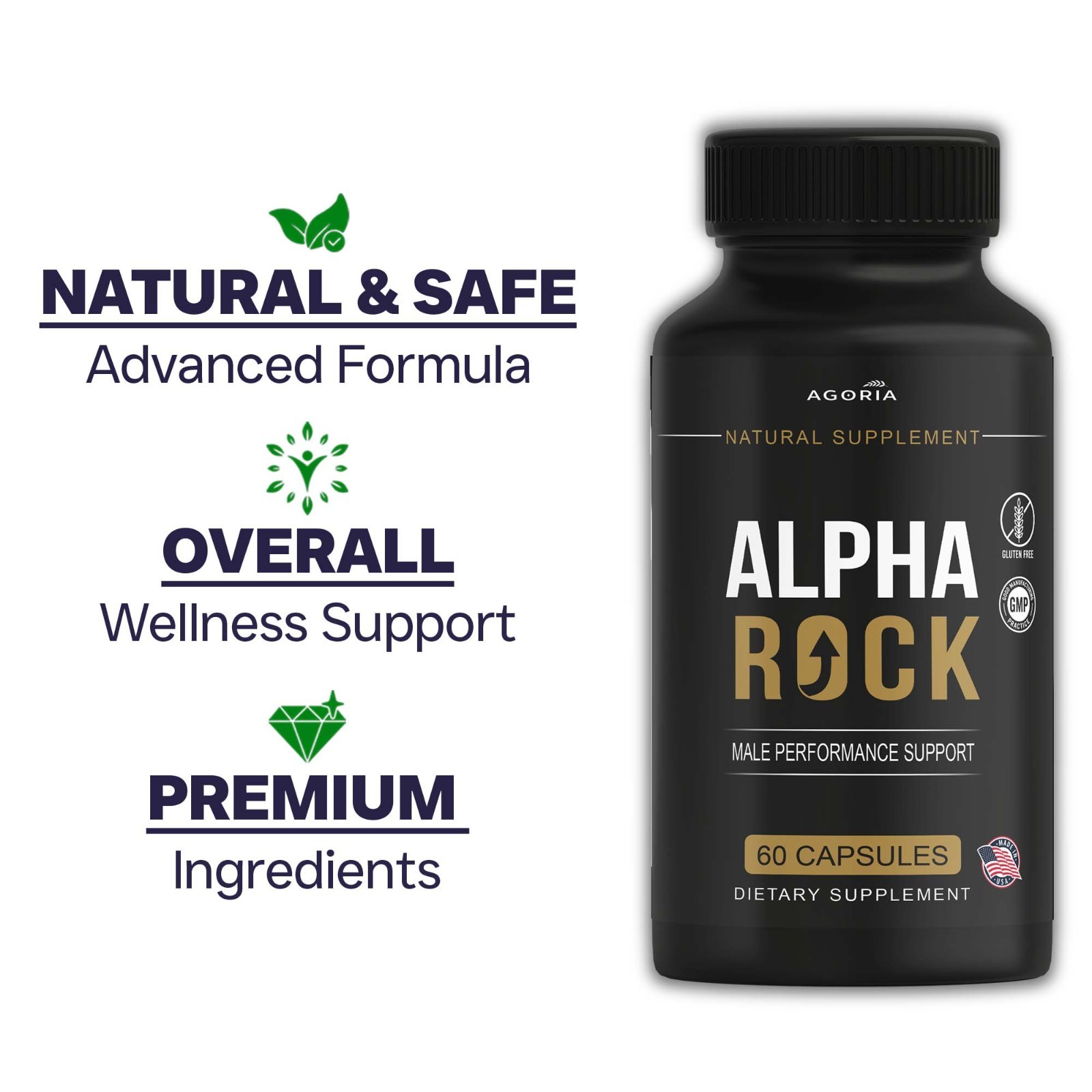 (5 Pack) Alpha Rock Advanced Male Healt Support VItamin AlphaRock Capsules