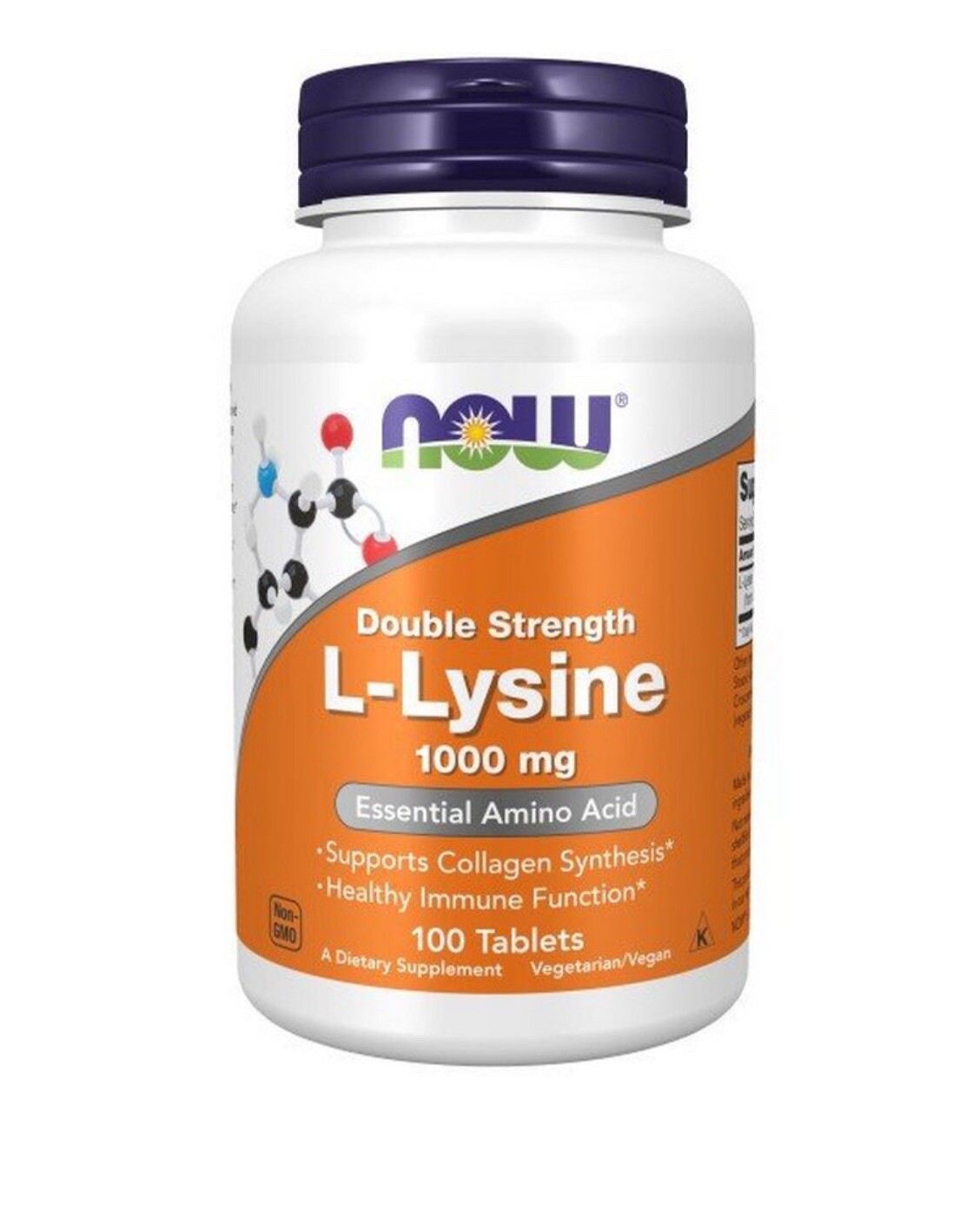 NOW Foods L-Lysine Double Strength 1000mg Tablets – 100 Count