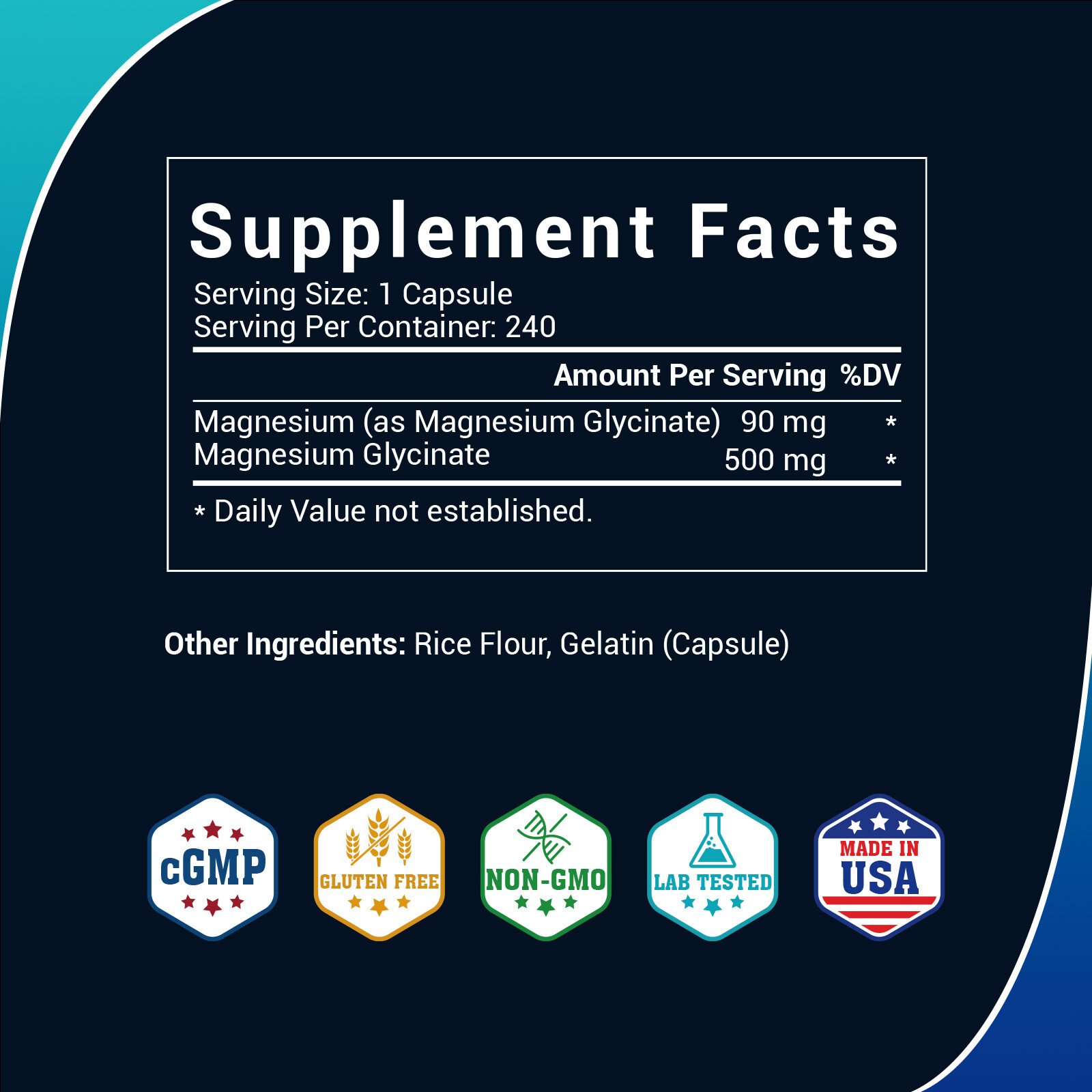 Magnesium Glycinate 500mg-120/240 Capsules For Sleep,Stress Relief Support Bone