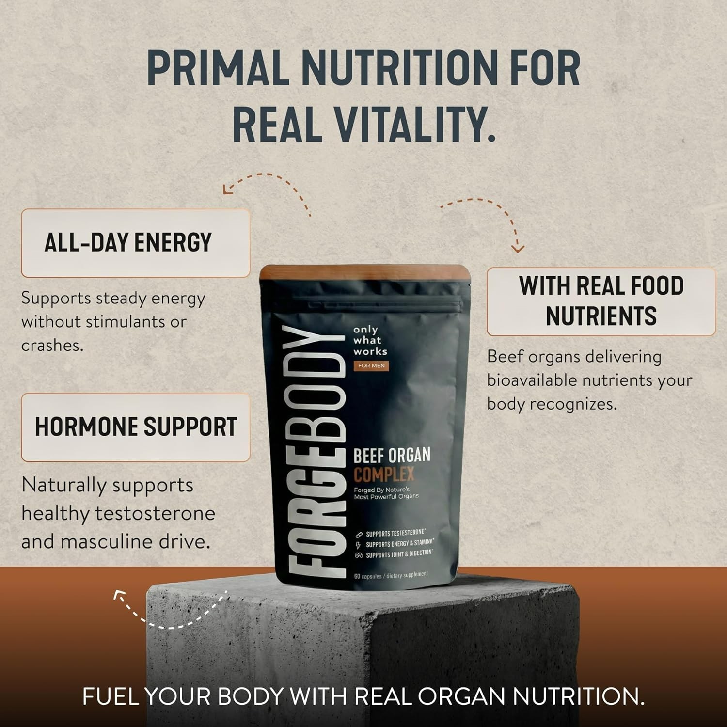 FORGEBODY® Beef Organ Complex 60 Capsules – 100% Grass Fed Beef Organ Supplement