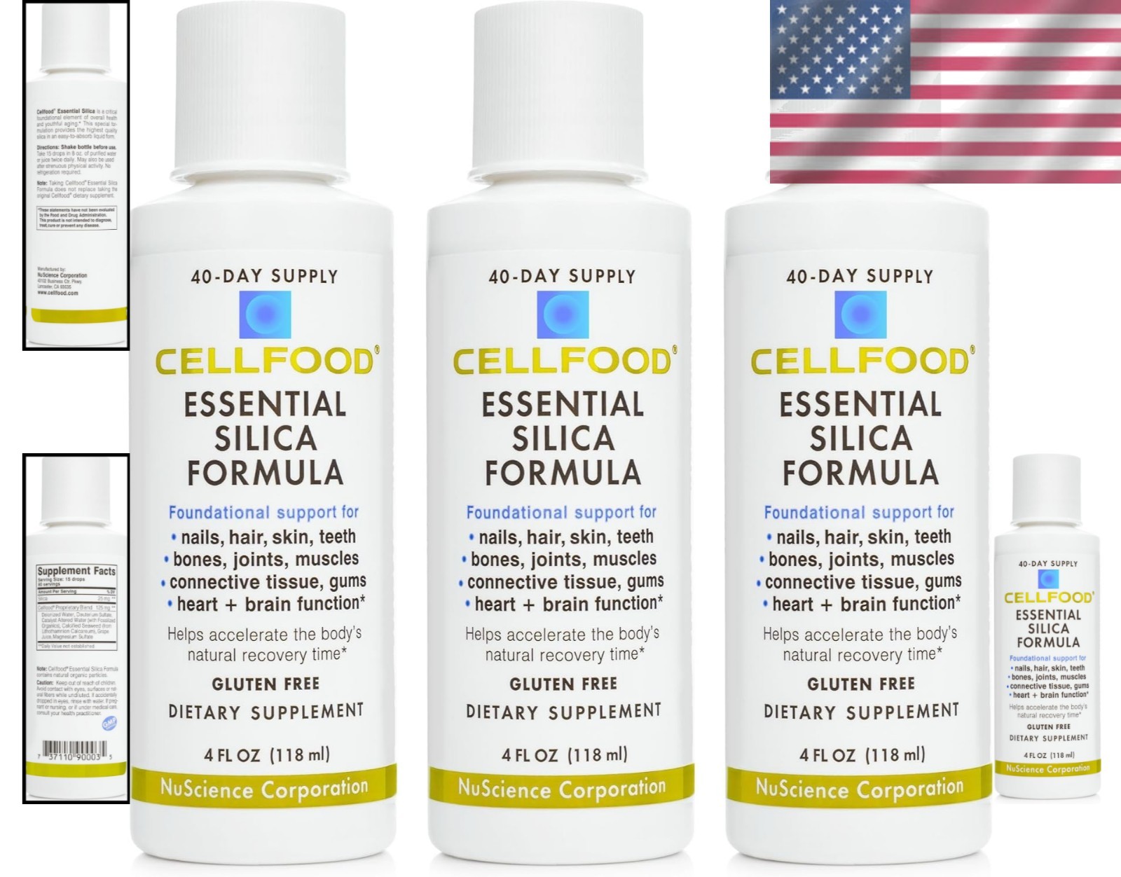 Gluten-Free Anti-Aging Silica Drops – 3 Bottles of 4 fl oz for Timeless Beauty