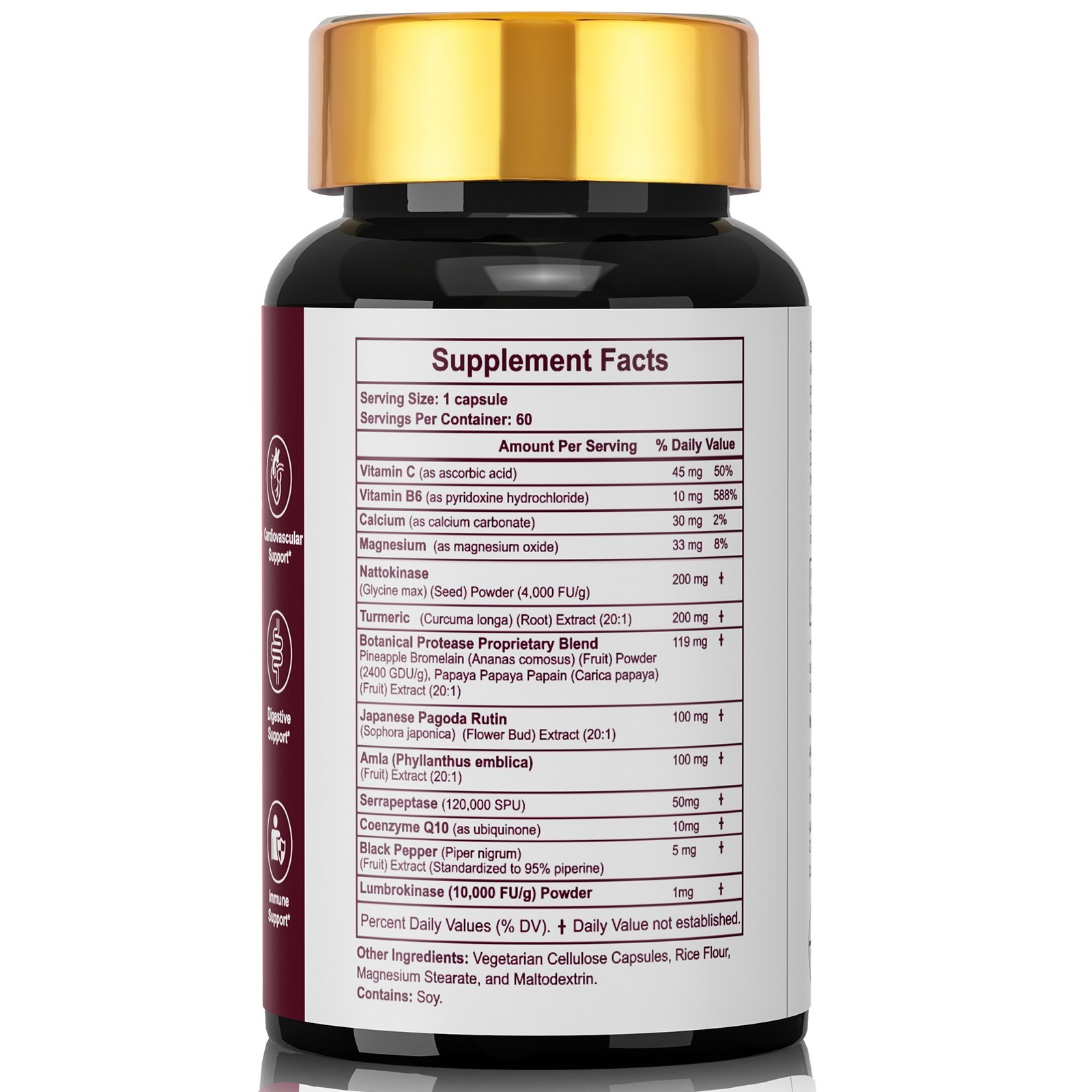 Nattokinase 4000 FU Serrapeptase 120000 SPU Lumbrokinase Enzyme Supplement with