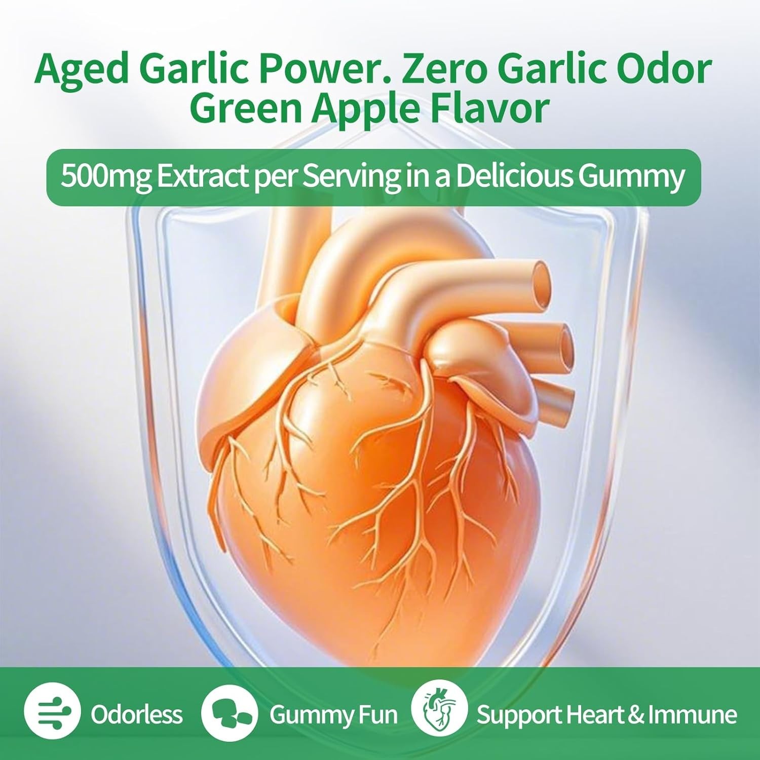Odorless Aged Garlic Extract Gummies,7500mg Garlic,2 Years Aged Garlic Extract,G