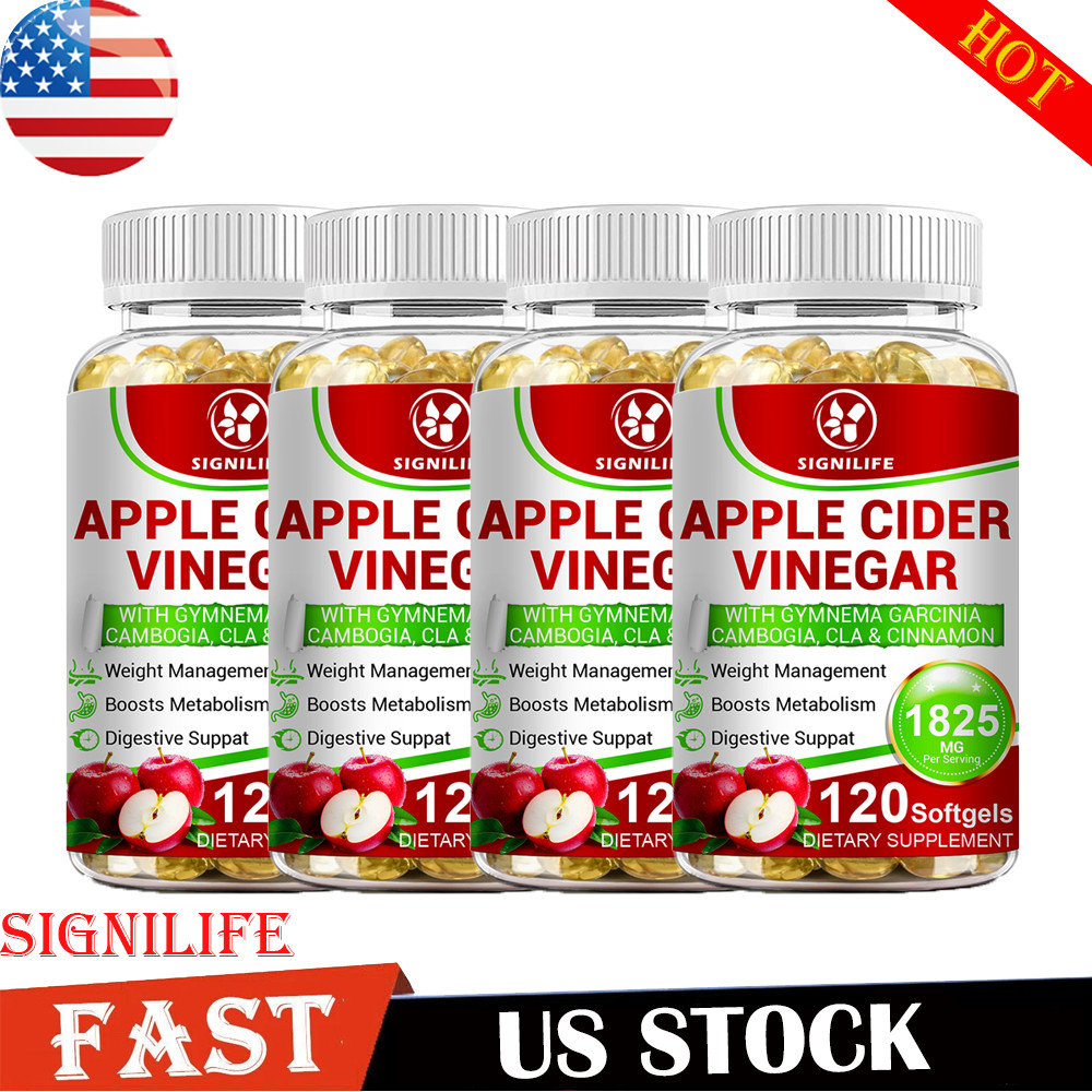 Weight Loss Apple Cider Vinegar w Garcinia Pills ACV & CLA Fat Burner 120 Ct-