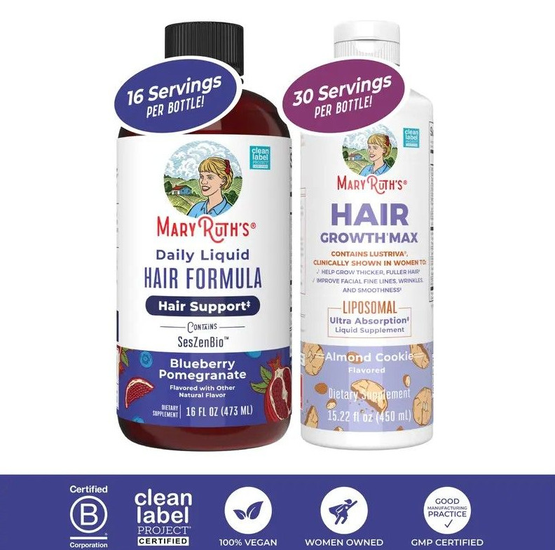 Mary New Ruth’s Women’s Hair Growth MAX Lipsomal With Lustriva (Combo pack)