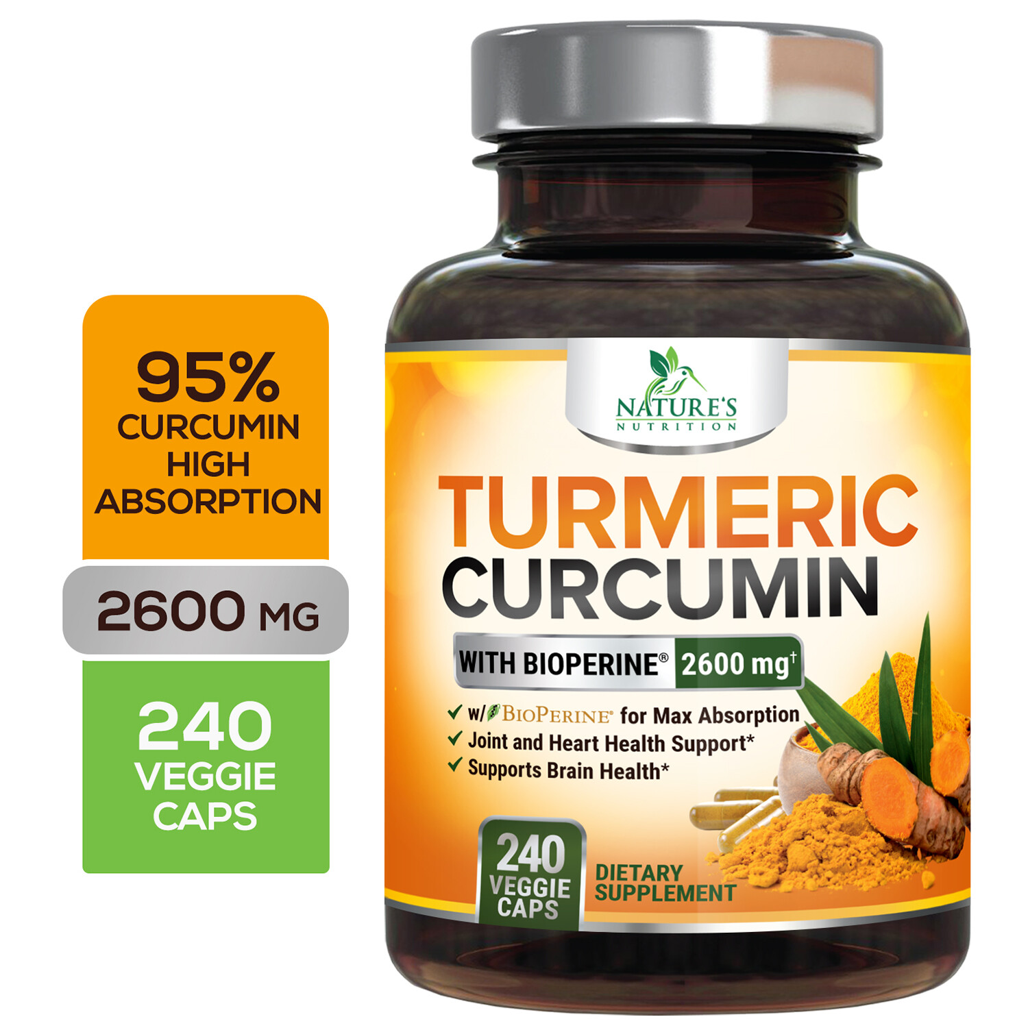 Turmeric Curcumin with Bioperine 2600mg High Absorption Triple Strength Capsules