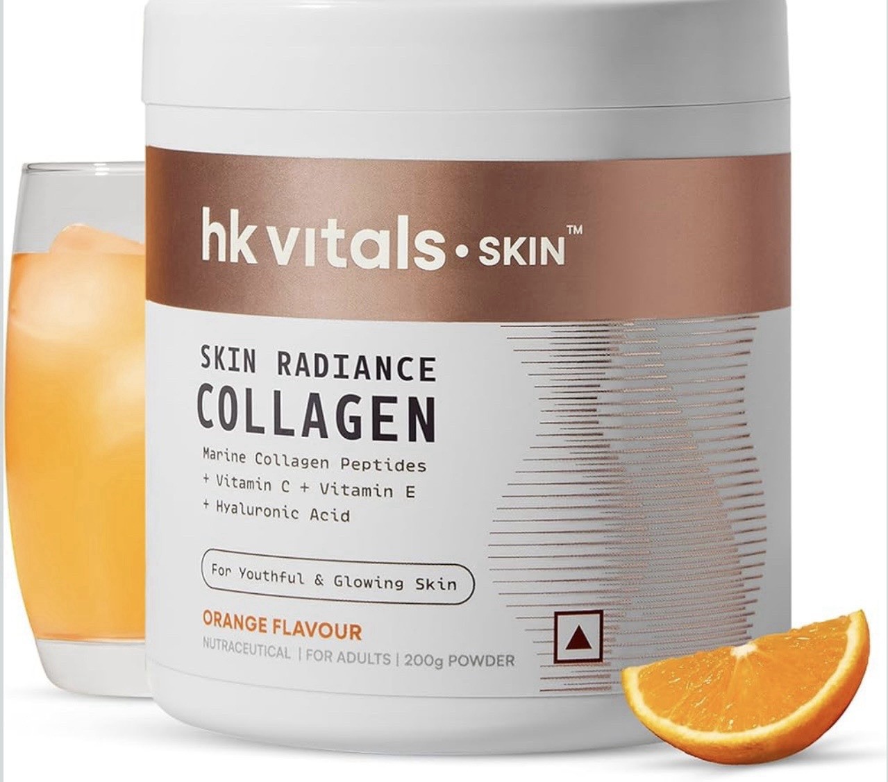 hk vitals Skin Radiance Marine Collagen Supplement Powder(orange 200g)VitaminC,E